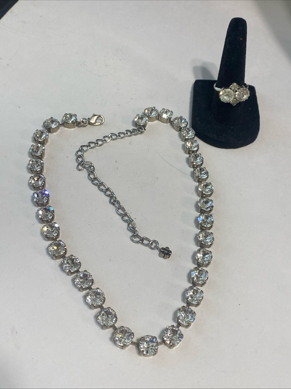 Vintage Crystal Choker Necklace & Ring Set